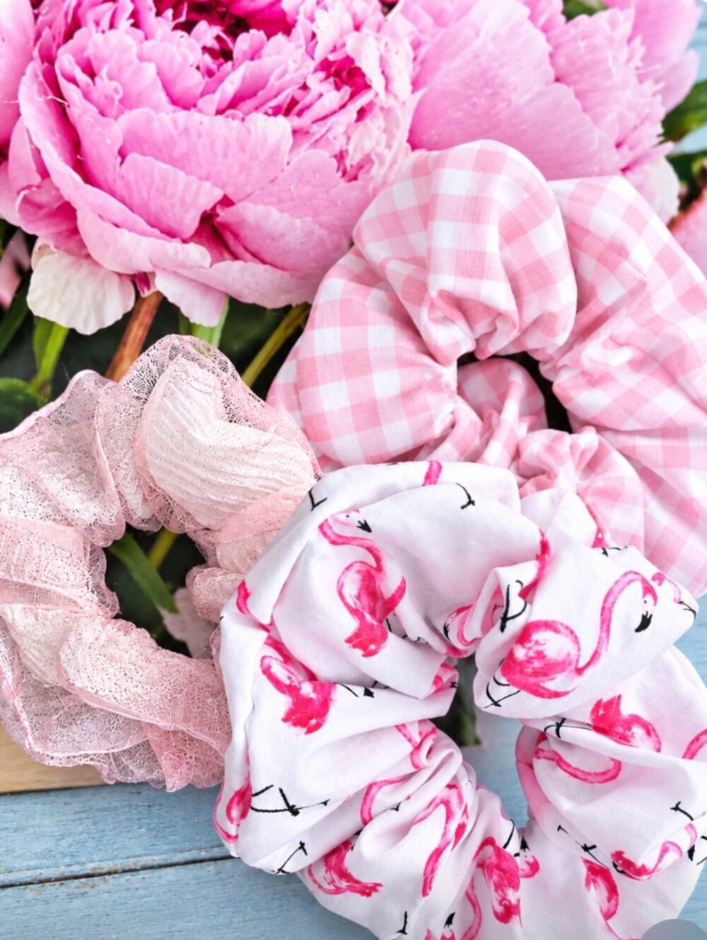 New Set of 3 Flamingo Scrunchies